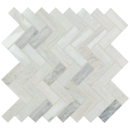 MSI Angora Herringbone Polished Marble Mosaic Tile