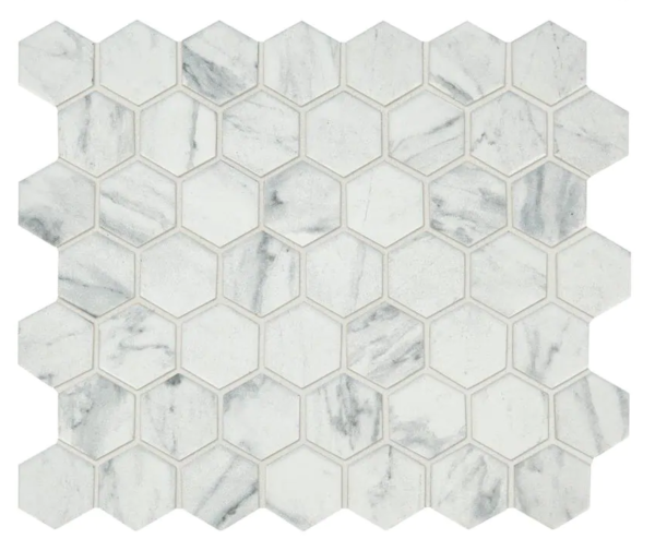 Carrara Ceramic Hexagon Mosaic Wall Tile