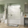 Nickel Delta Everly Contemporary Sliding Frameless Bathtub Door
