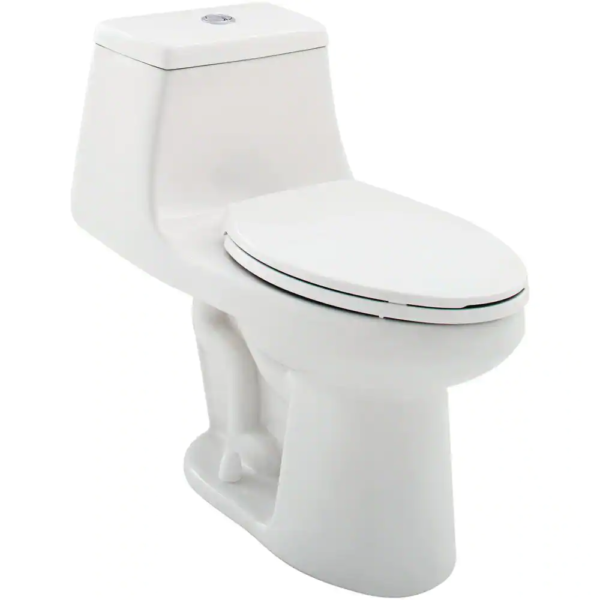 Glacier Bay 1-piece 1.1 GPF/1.6 GPF High Efficiency Dual Flush Elongated Toilet in White