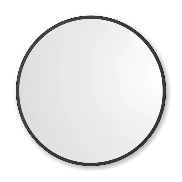 Black Better Bevel Rubber Framed Round Bathroom Vanity Mirror