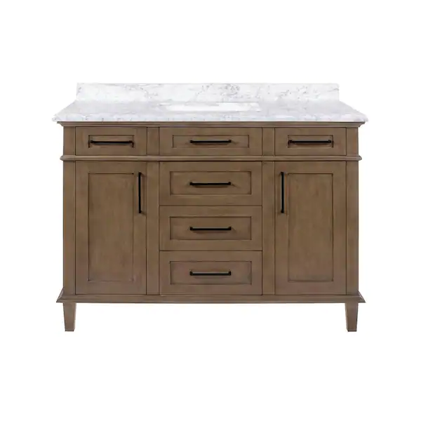 48 in Almond Latte Sonoma Bath Vanity With White Carrara Marble Top Single Sink