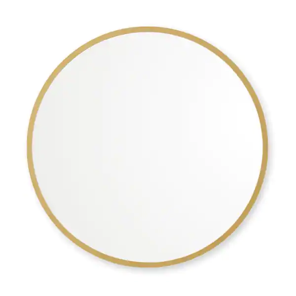 Matte Gold Better Bevel Rubber Framed Round Bathroom Vanity Mirror