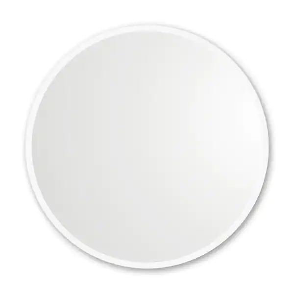 White Better Bevel Rubber Framed Round Bathroom Vanity Mirror